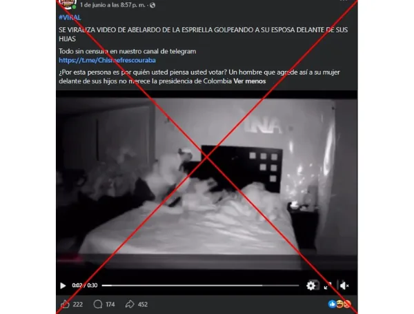 candidato Abelardo de la Espriella no aparece en video golpeando a su pareja; grabación corresponde a una denuncia de una mujer en México