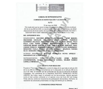 The case file in the Chamber of Investigations for violation of spending limits.