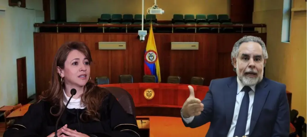 Magistrate Cristina Lombana and Minister of Interior Armando Benedetti.