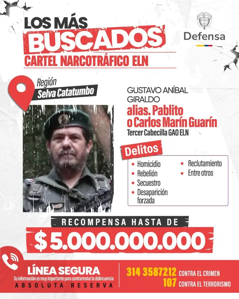 Alias Pablito, cabecilla del Eln.