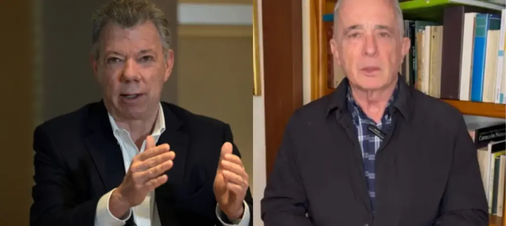 Juan Manuel Santos y Álvaro Uribe Vélez.