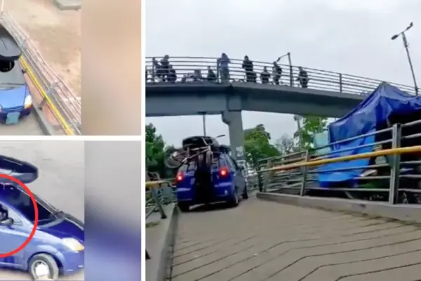 Attention: owner of the blue Spark that was lifted onto a pedestrian bridge in Bogotá speaks; alleged complainant has traffic tickets in the same car