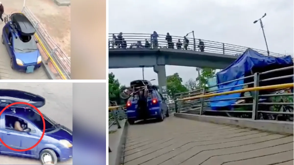 Attention: owner of the blue Spark that was lifted onto a pedestrian bridge in Bogotá speaks; alleged complainant has traffic tickets in the same car