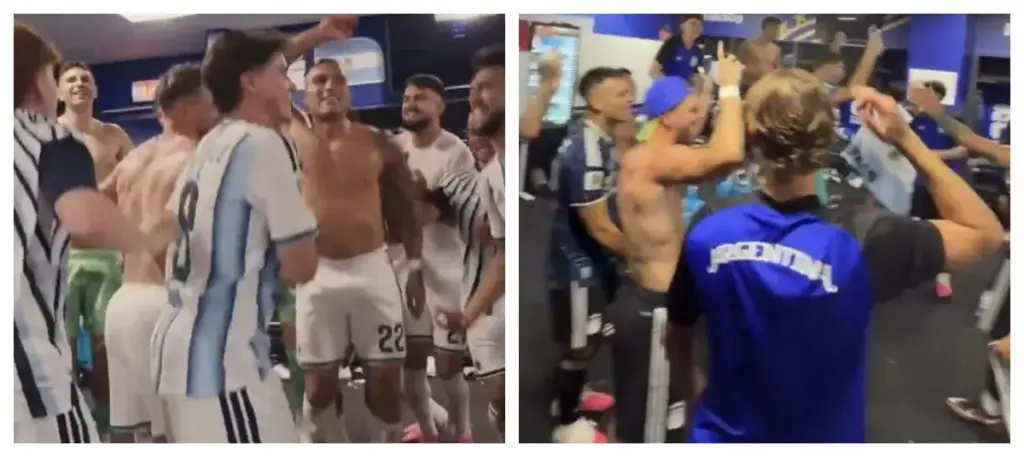 Jugadores de Argentina en el camerino