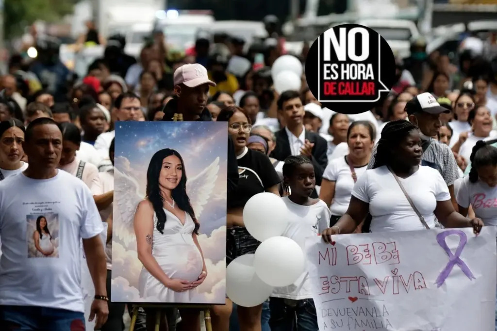 Marcha de rechazo por el asesinato de María Camila Potosí, con ocho meses de embarazo.