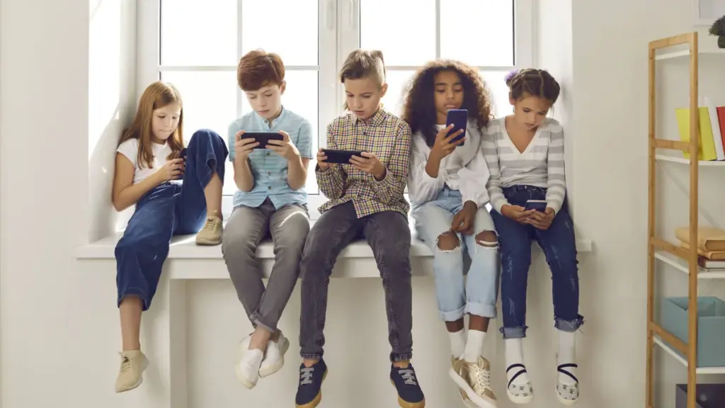 Children with cell phone