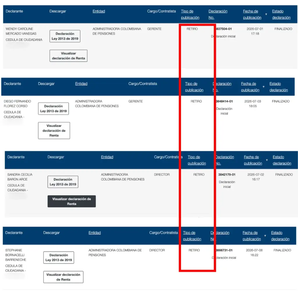 Colpensiones Officials