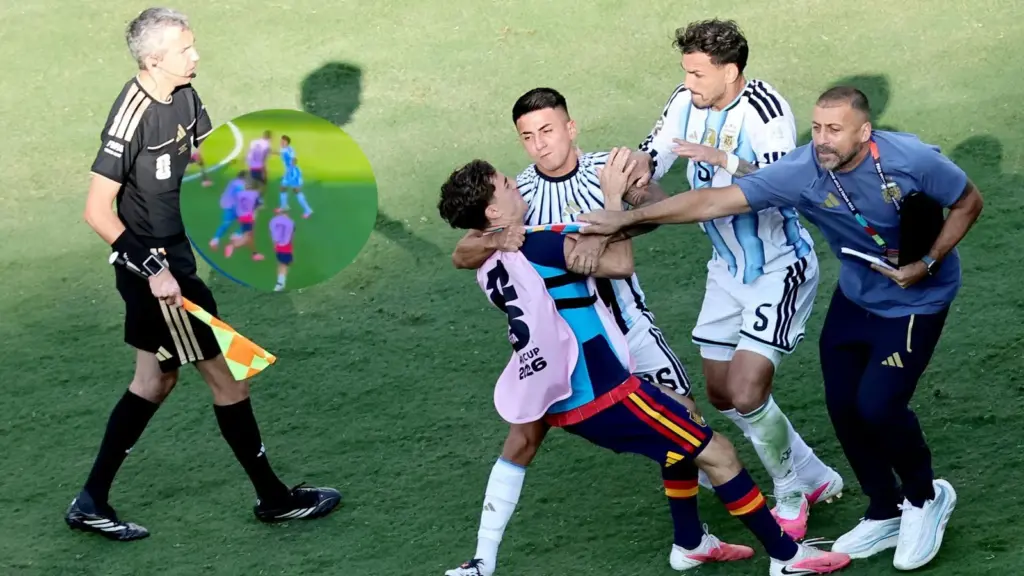 Pelea tras el Argentina vs. España
