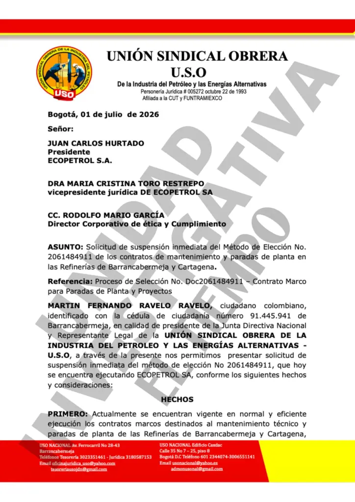 Solicitud USO Ecopetrol