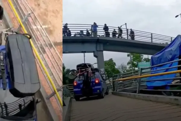 Car owners who tried to get onto a pedestrian bridge in Bogotá responded to Mayor Galán after the announcement of sanctions: 'We sold it'