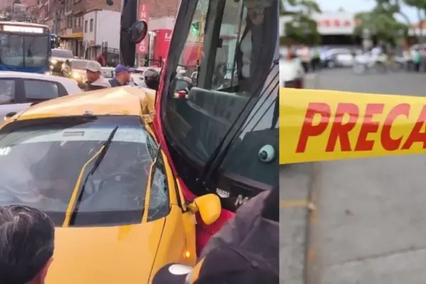 Serious accident between a TransMilenio bus and a taxi in downtown Bogotá causes traffic jam in the area: this is what is known