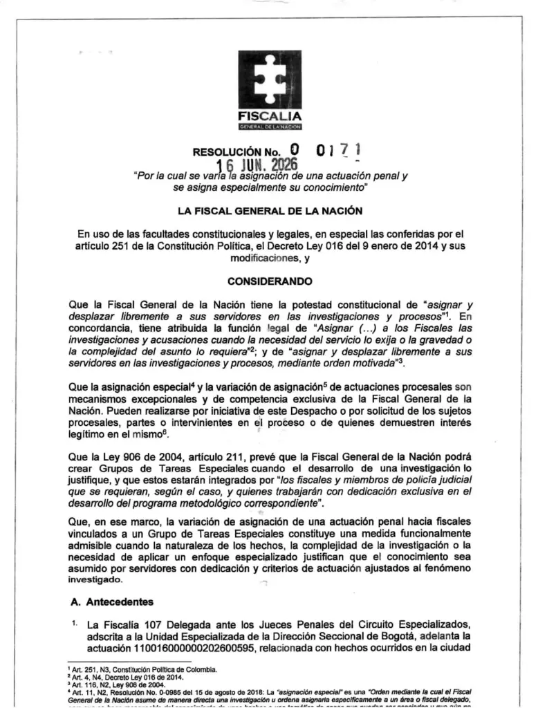 La resolución de la Fiscalía.