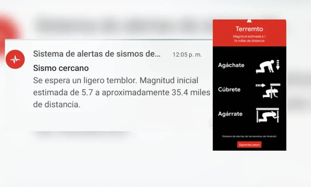 Alerta de temblores de Google.