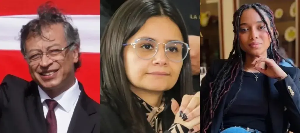 Angie Rodríguez, Juliana Guerrero y Gustavo Petro.