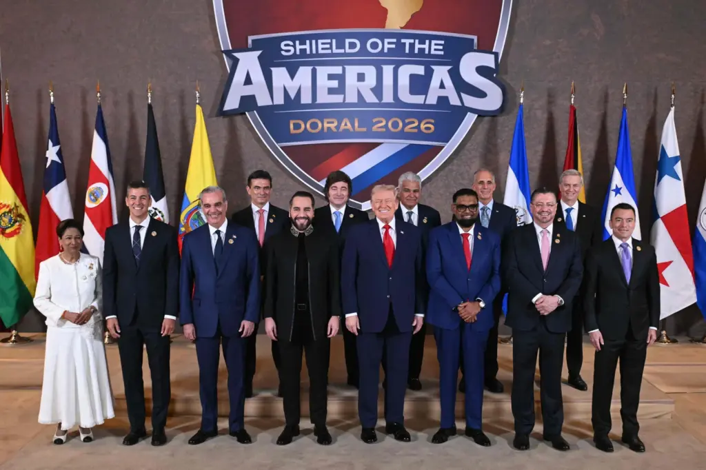 Donald Trump durante la cumbre 'Escudo de las Américas'