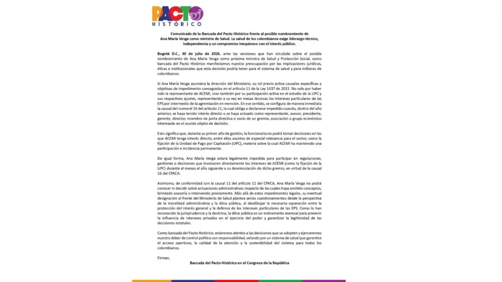 Comunicado Pacto Histórico.