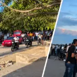 Entre disparos al aire, pancartas y música popular llegaron a Riohacha los cuerpos de alias 'Bendito Menor' y sus tres acompañantes este domingo