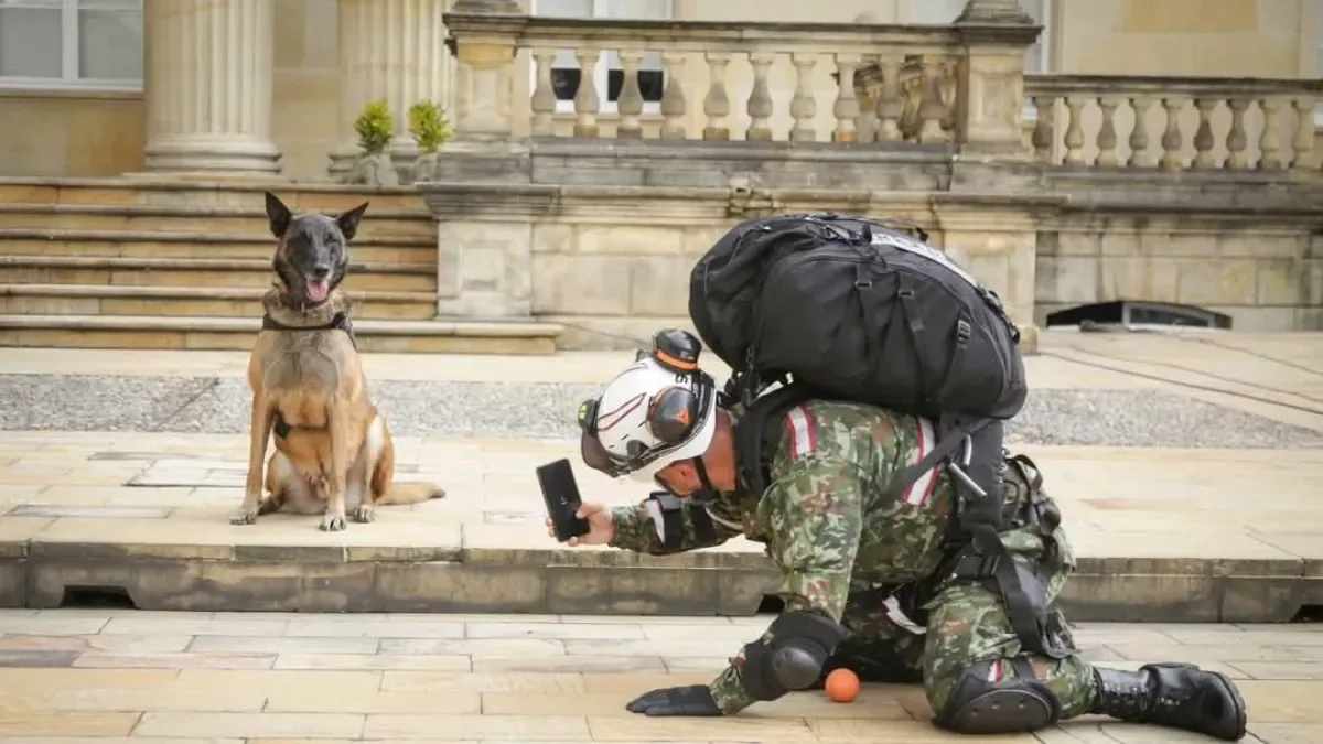 Urko, el perro que se despide del Ejército y se va a casa con su guía después de siete años de rescates