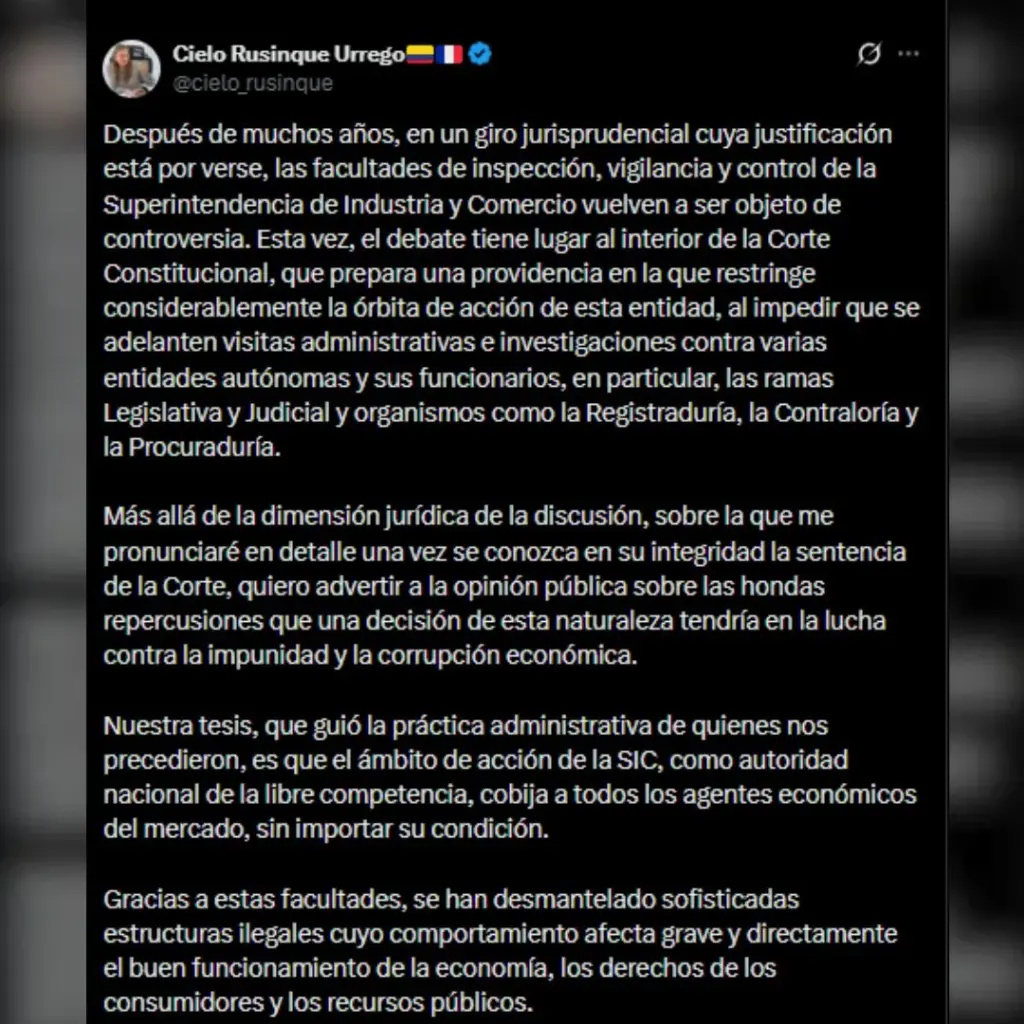 Cielo Rusinque: pronouncement