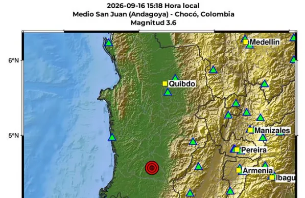 Sismo de magnitud 3,6 en Chocó.