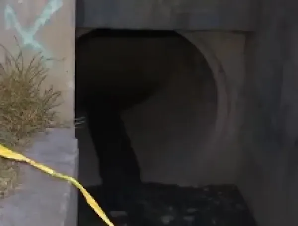 Sewer where the girl was found.
