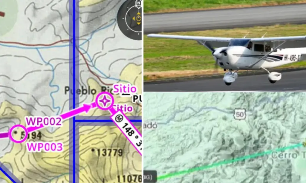 La última comunicación y la señal que emitió la avioneta desaparecida Foto: Alcaldía de Condoto / Redes sociales