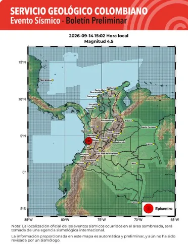 Reporte preliminar del Servicio Geológico Colombiano.