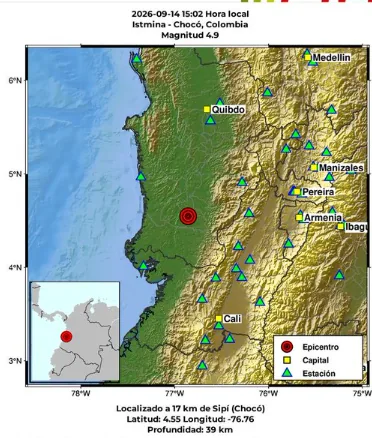 Temblor hoy en Chocó.