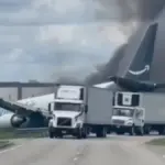 Avión de carga de Amazon Air se sale de la pista en aeropuerto de Miami y termina envuelto en llamas: no hay reporte de heridos o fallecidos