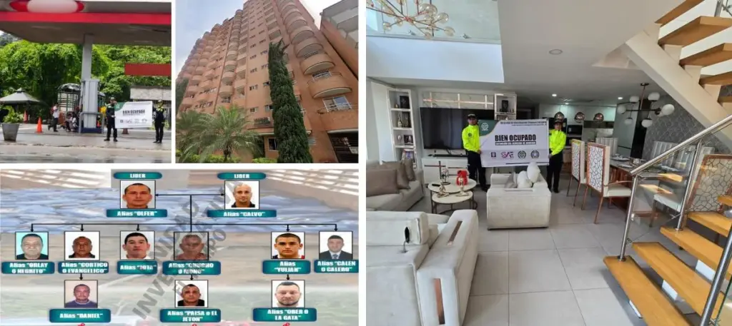 Seized assets and the organizational chart of 'Los de el Dorado'.