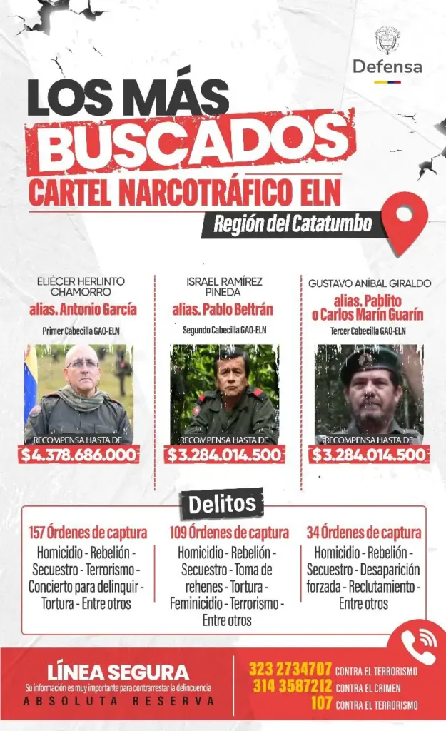 Cartel de la búsqueda del Eln.